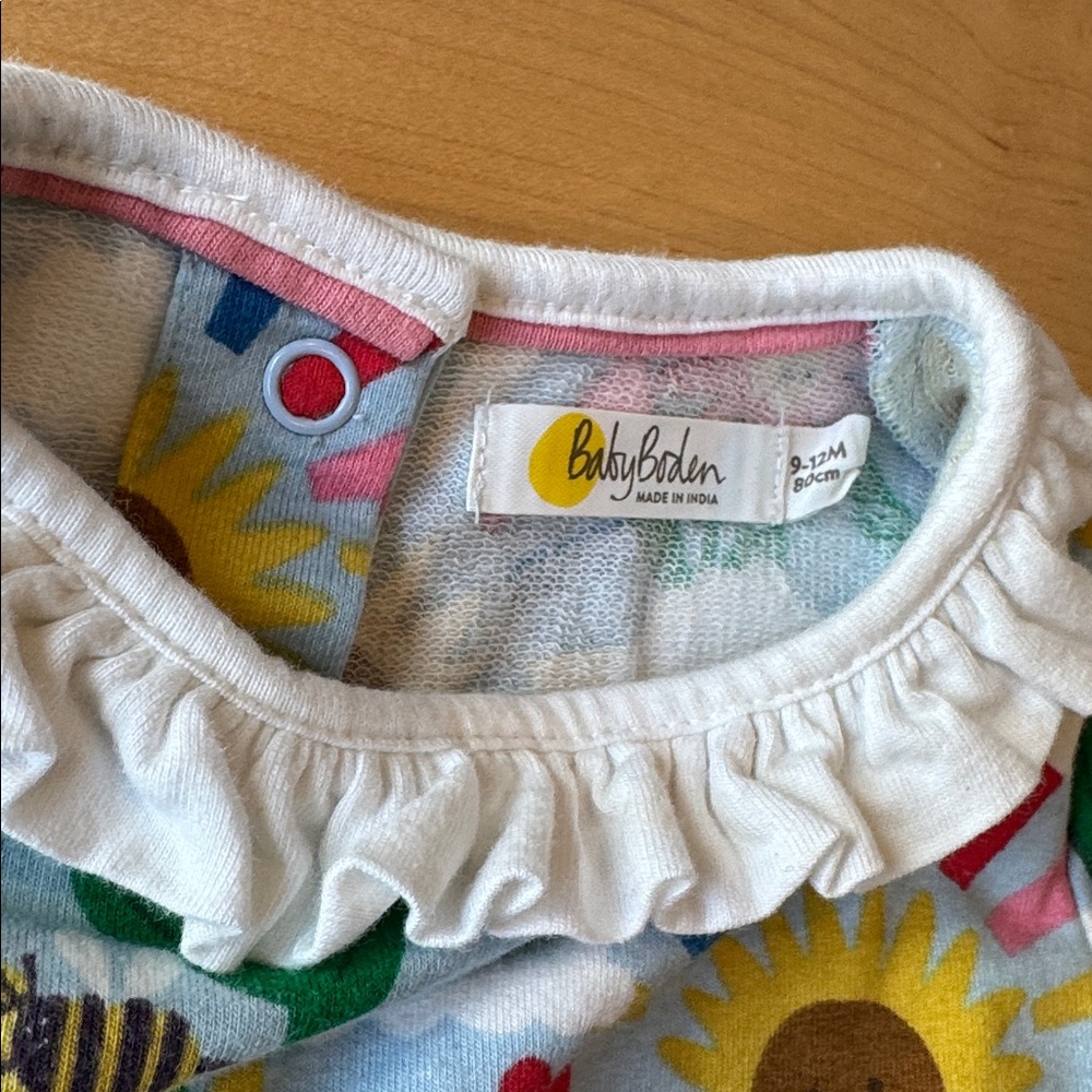 Mini Boden Spring Flowers Top with Striped Pants size 9-12 months. - Picture 3 of 7